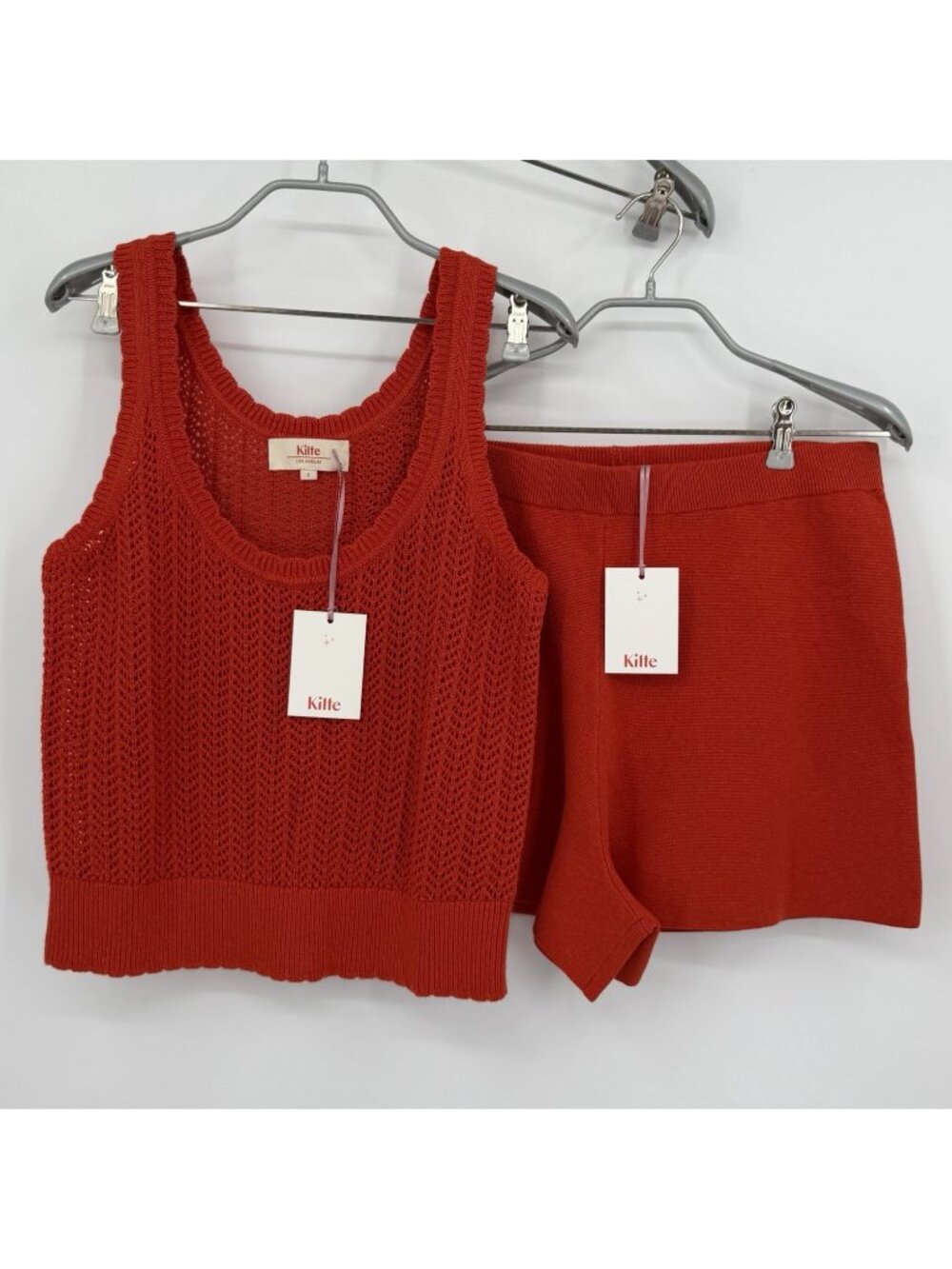 Kilte Collection Matching Set Hailey Crochet Tank & Alex Shorts Cherry 3/L-XL